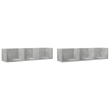 Wandkasten 2 st 75x18x16,5 cm bewerkt hout betongrijs