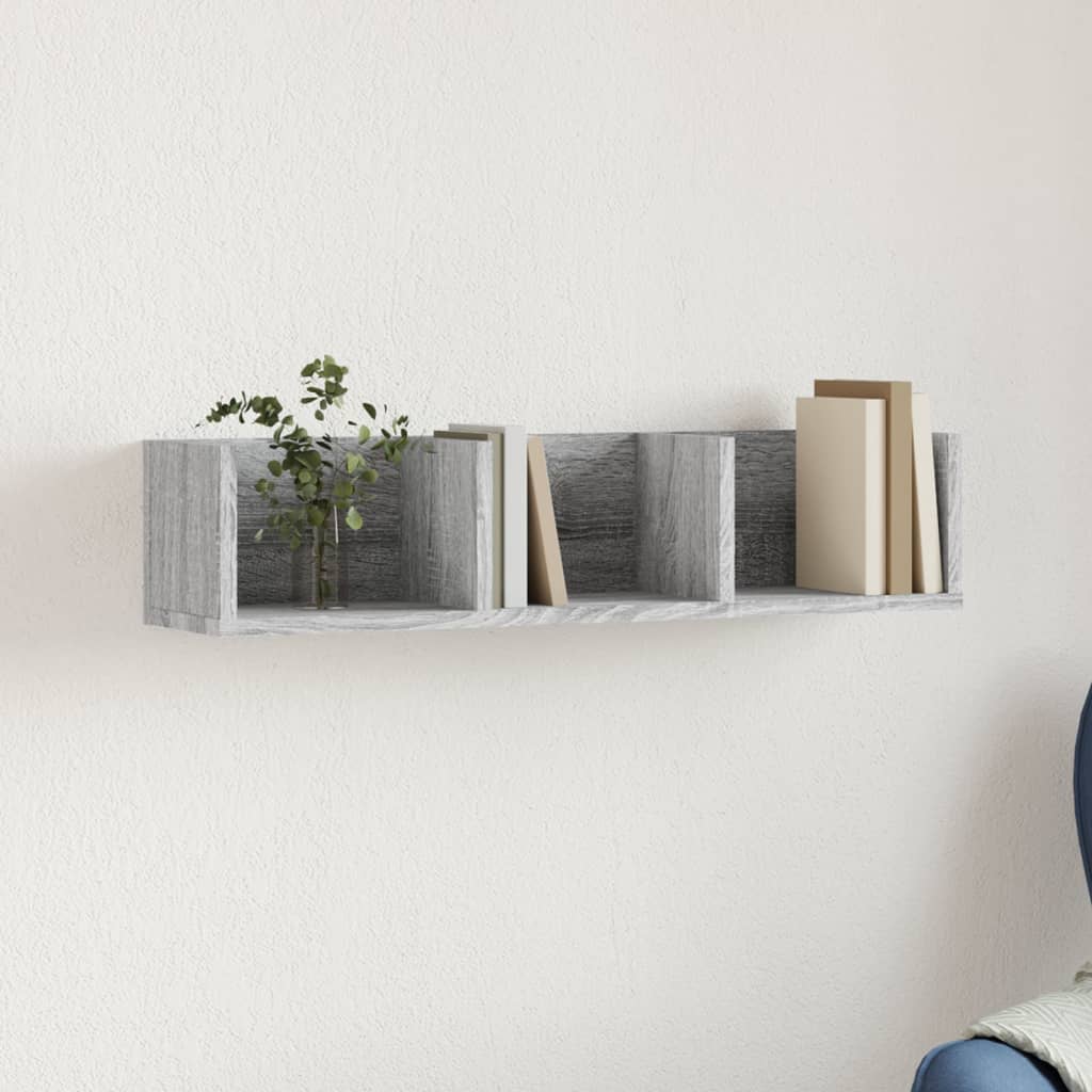 Wandkast 75x18x16,5 cm bewerkt hout grijs sonoma eikenkleurig