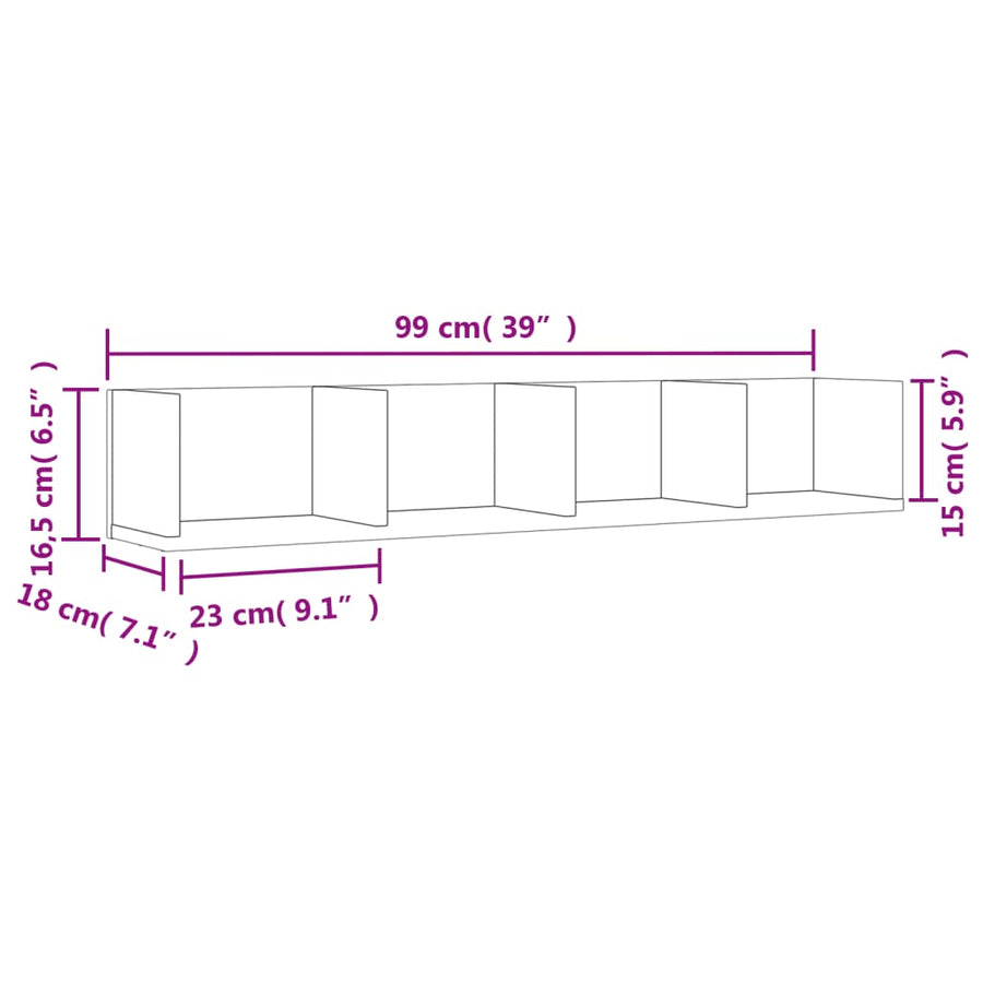 Wandkasten 2 st 99x18x16,5 cm bewerkt hout zwart