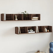 Wandkasten 2 st 99x18x16,5 cm bruin