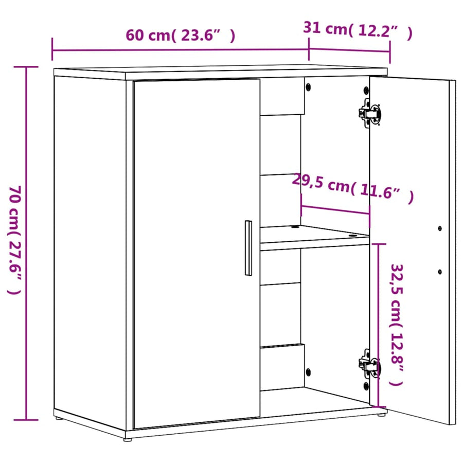 Dressoir 60x31x70 cm bewerkt hout sonoma eikenkleurig
