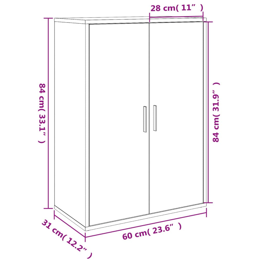 Dressoir 60x31x84 cm bewerkt hout sonoma eikenkleurig