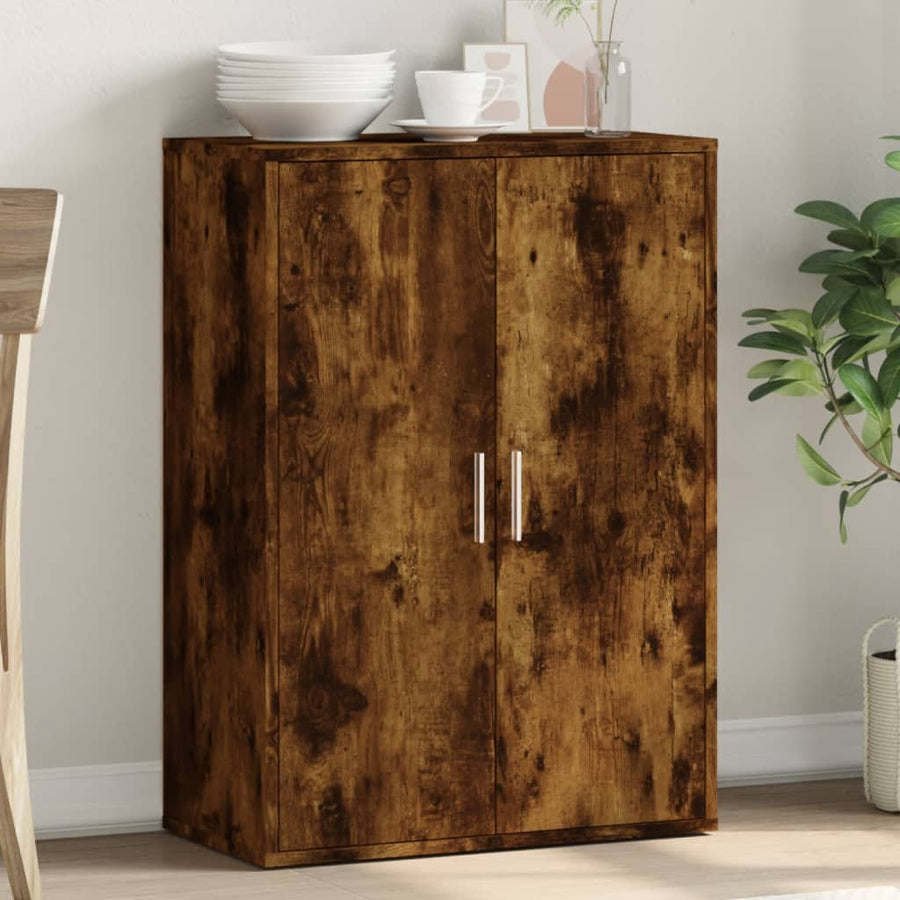 Dressoir 60x31x84 cm bewerkt hout gerookt eikenkleurig