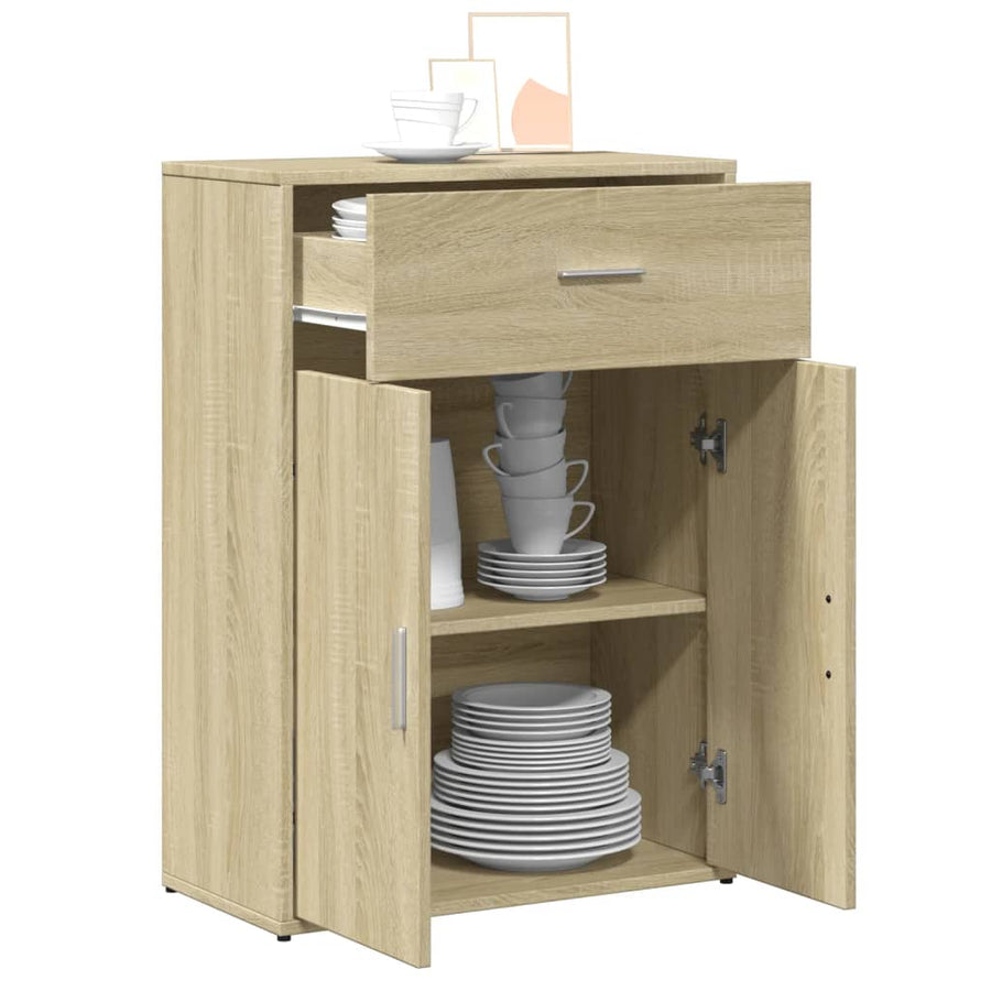 Dressoir 60X30X84 Cm Bewerkt Hout Sonoma Eikenkleurig Gerookt eiken