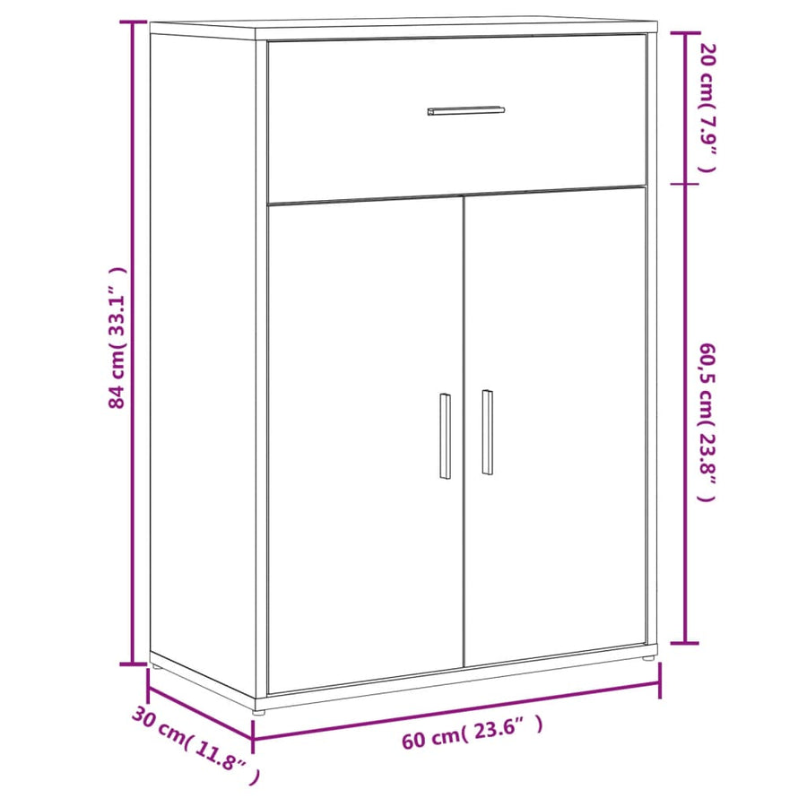 Dressoir 60X30X84 Cm Bewerkt Hout Sonoma Eikenkleurig Gerookt eiken