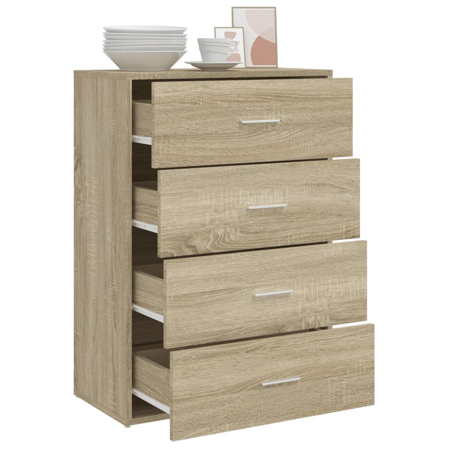 Dressoir 60X31X84 Cm Bewerkt Hout Kleurig Sonoma eiken