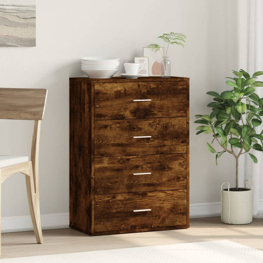 Dressoir 60X31X84 Cm Bewerkt Hout Kleurig Gerookt eiken