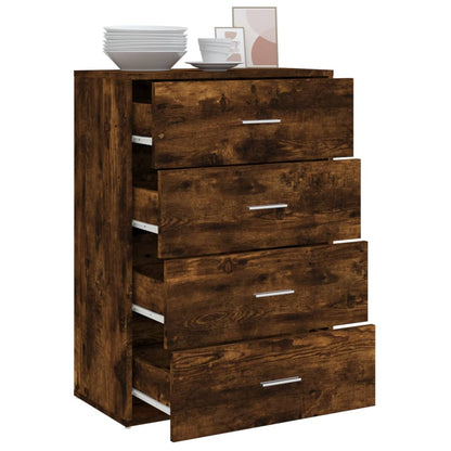 Dressoir 60X31X84 Cm Bewerkt Hout Kleurig Gerookt eiken