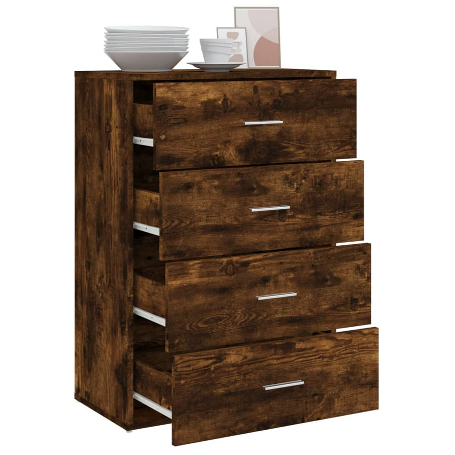 Dressoir 60X31X84 Cm Bewerkt Hout Kleurig Gerookt eiken