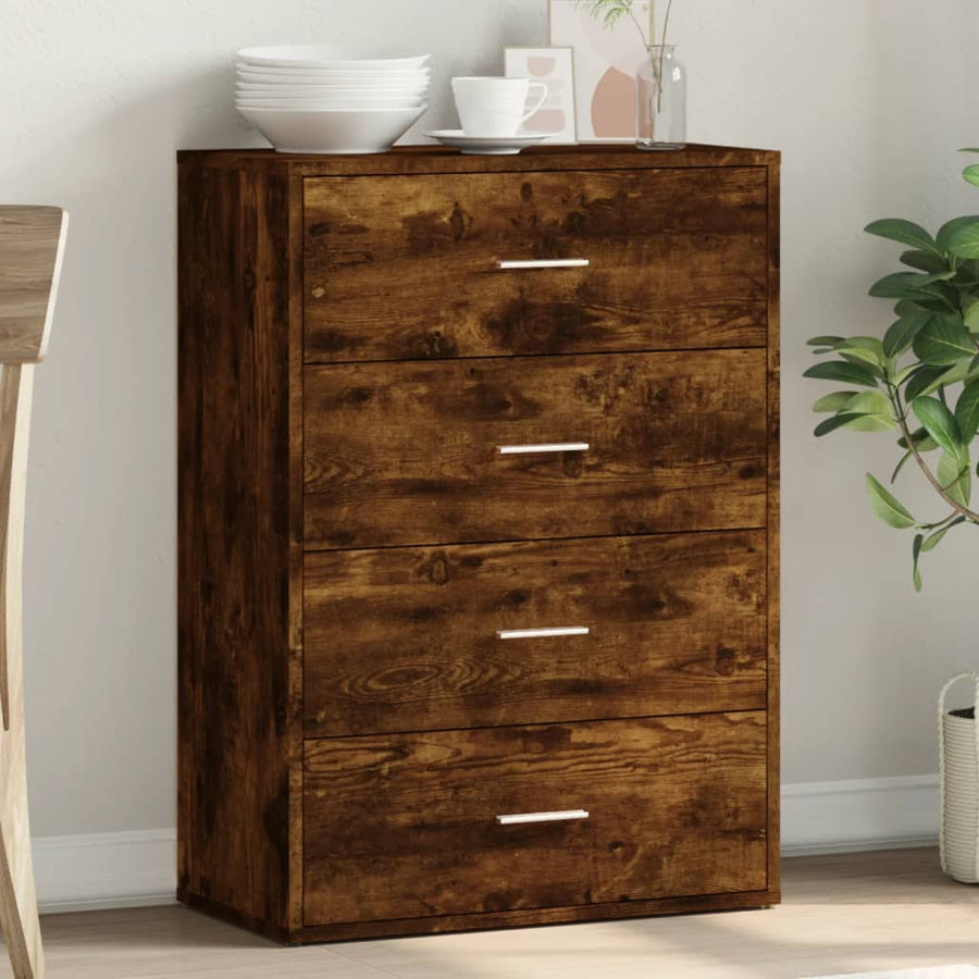 Dressoir 60X31X84 Cm Bewerkt Hout Kleurig Gerookt eiken