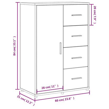 Dressoir 60x31x84 cm bewerkt hout sonoma eikenkleurig