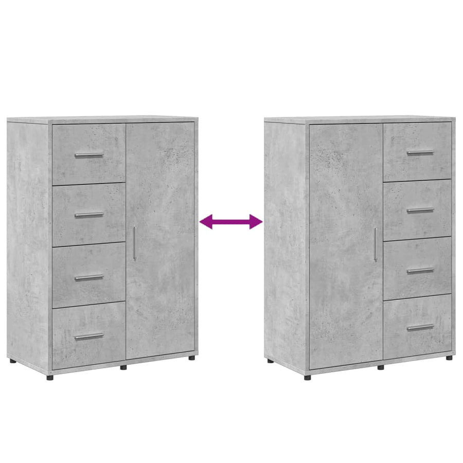 Dressoir 60x31x84 cm bewerkt hout betongrijs