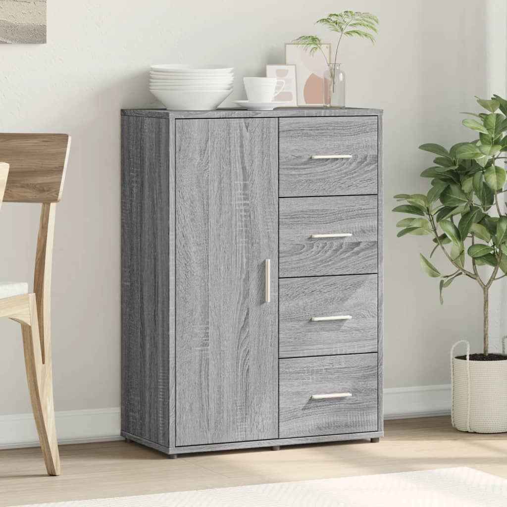 Dressoir 60x31x84 cm bewerkt hout grijs sonoma eikenkleurig