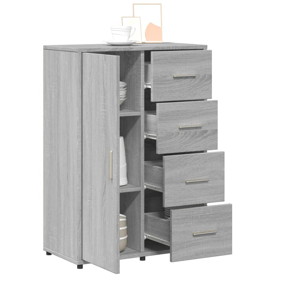 Dressoir 60x31x84 cm bewerkt hout grijs sonoma eikenkleurig