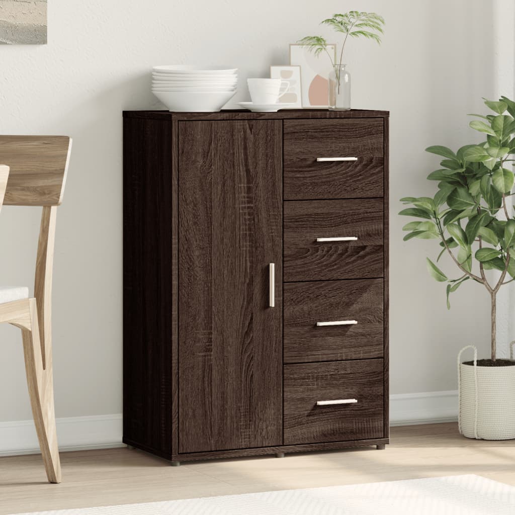 Dressoir 60x31x84 cm bewerkt hout bruin eikenkleur