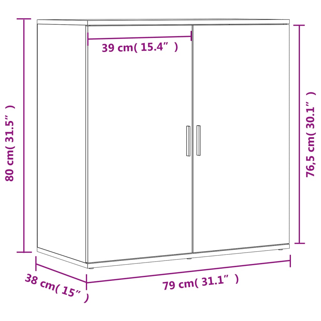 Dressoir 79x38x80 cm bewerkt hout wit