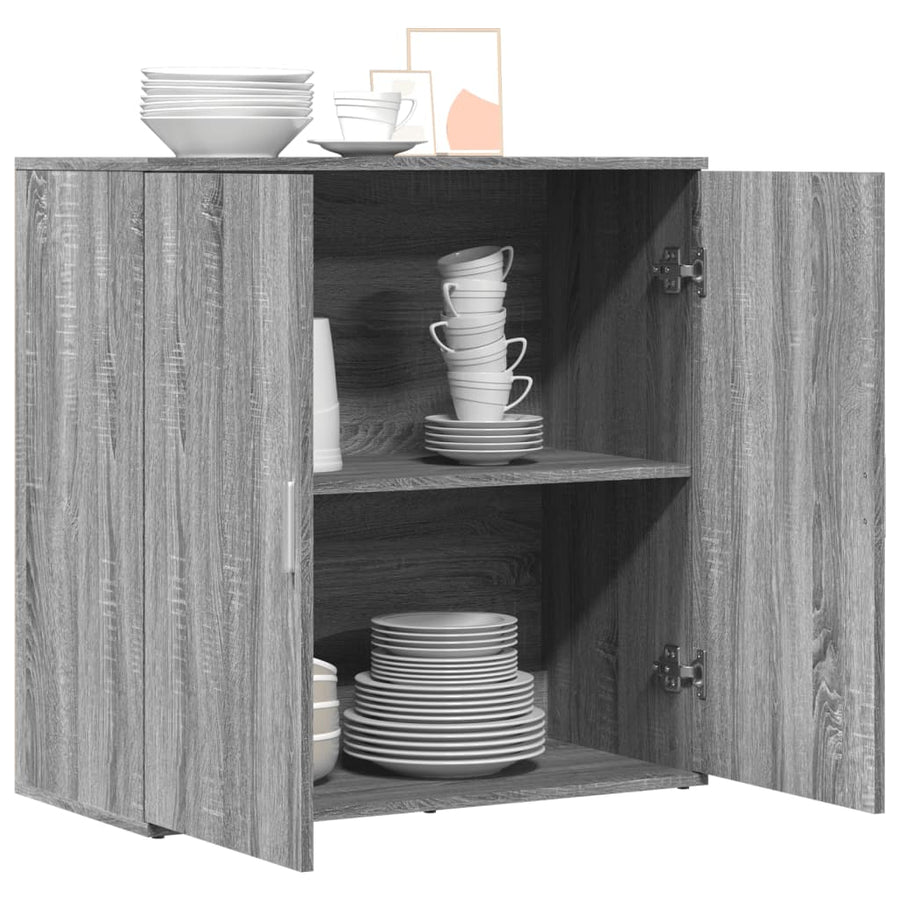 Dressoir 79x38x80 cm bewerkt hout grijs sonoma