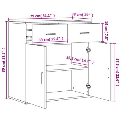 Dressoir 79x38x80 cm bewerkt hout sonoma eikenkleurig