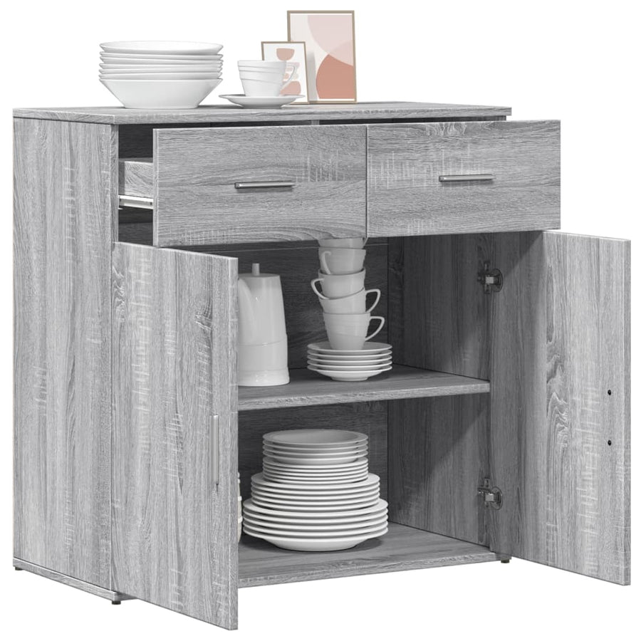 Dressoir 79x38x80 cm bewerkt hout grijs sonoma