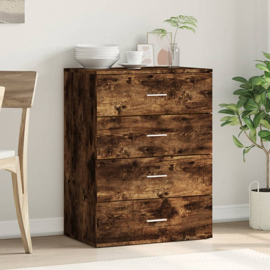 Dressoir 60x39x80 cm bewerkt hout gerookt eikenkleurig