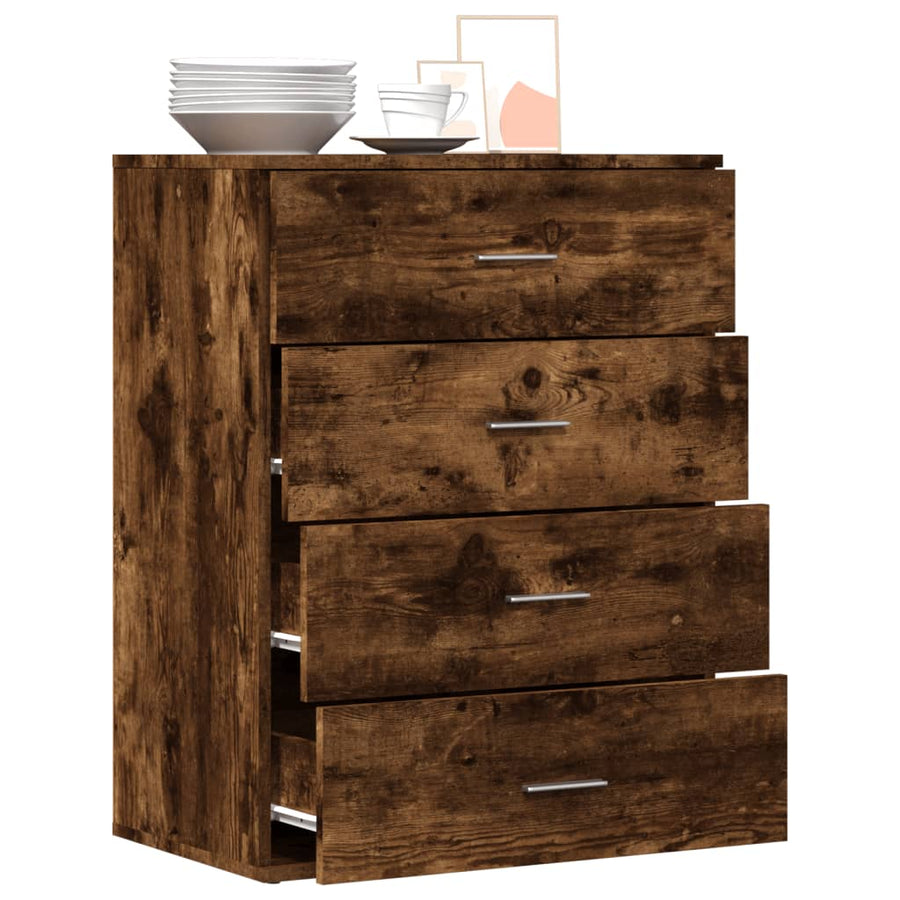 Dressoir 60x39x80 cm bewerkt hout gerookt eikenkleurig