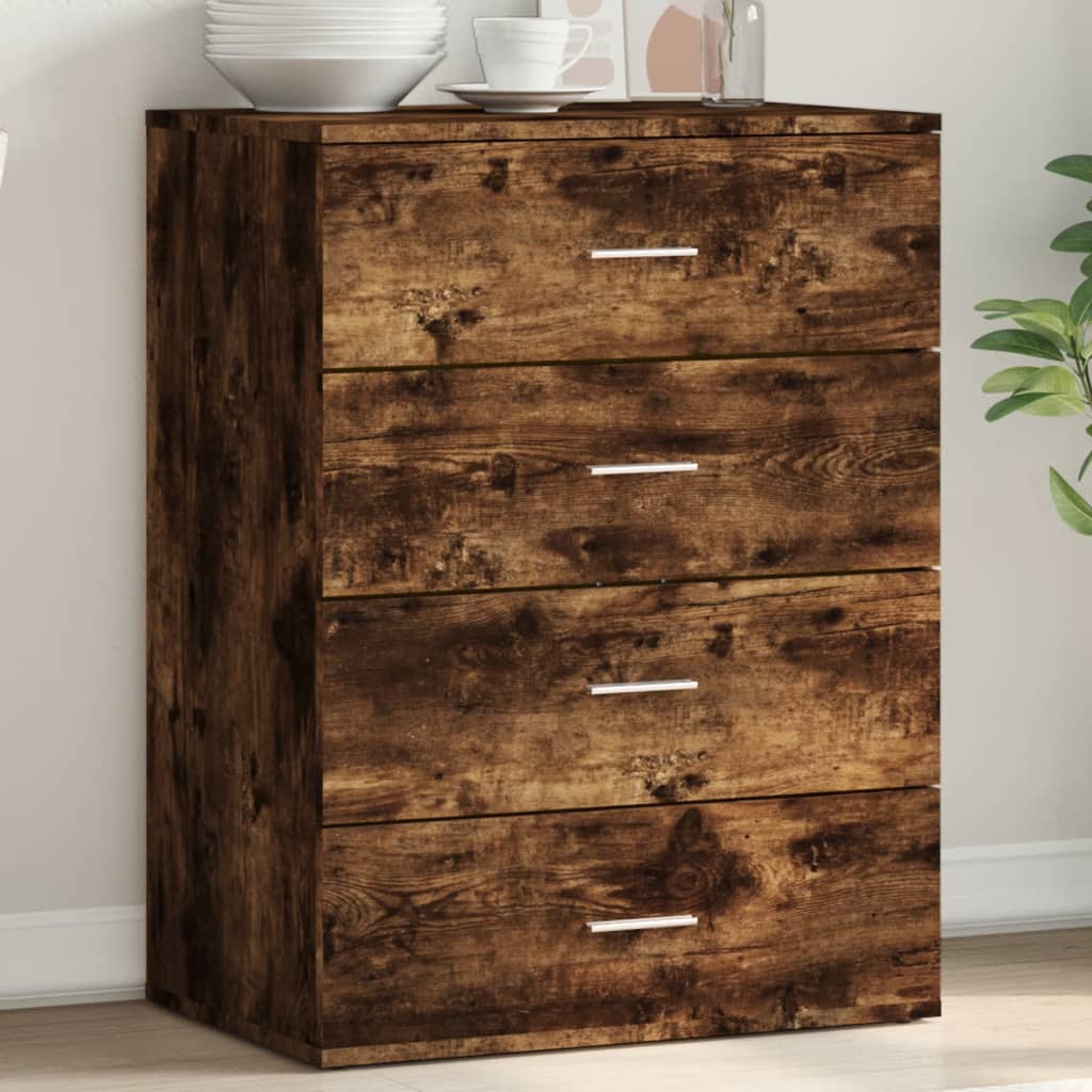 Dressoir 60x39x80 cm bewerkt hout gerookt eikenkleurig