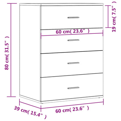 Dressoir 60x39x80 cm bewerkt hout grijs sonoma