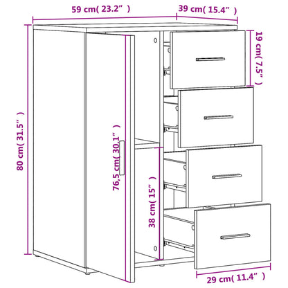 Dressoir 59x39x80 cm bewerkt hout sonoma eikenkleurig