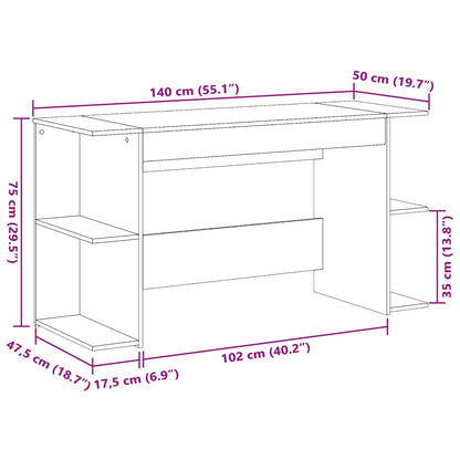 Bureau 140x50x75 cm bewerkt hout sonoma eikenkleurig