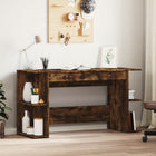 Desk 140x50x75 cm treated wood smoked oak finish