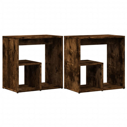 Bijzettafels 2 st 50x30x50 cm bewerkt hout gerookt eikenkleurig