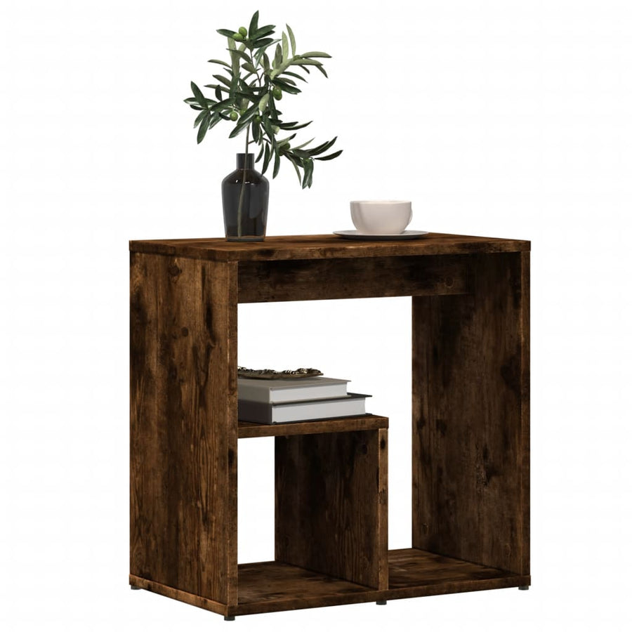 Bijzettafels 2 st 50x30x50 cm bewerkt hout gerookt eikenkleurig