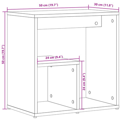 Bijzettafels 2 st 50x30x50 cm bewerkt hout gerookt eikenkleurig