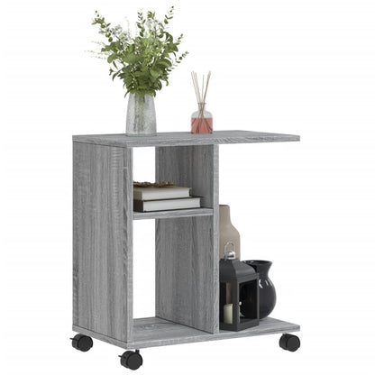 Bijzettafel met wieltjes 50x30x55 cm hout grijs sonoma eiken