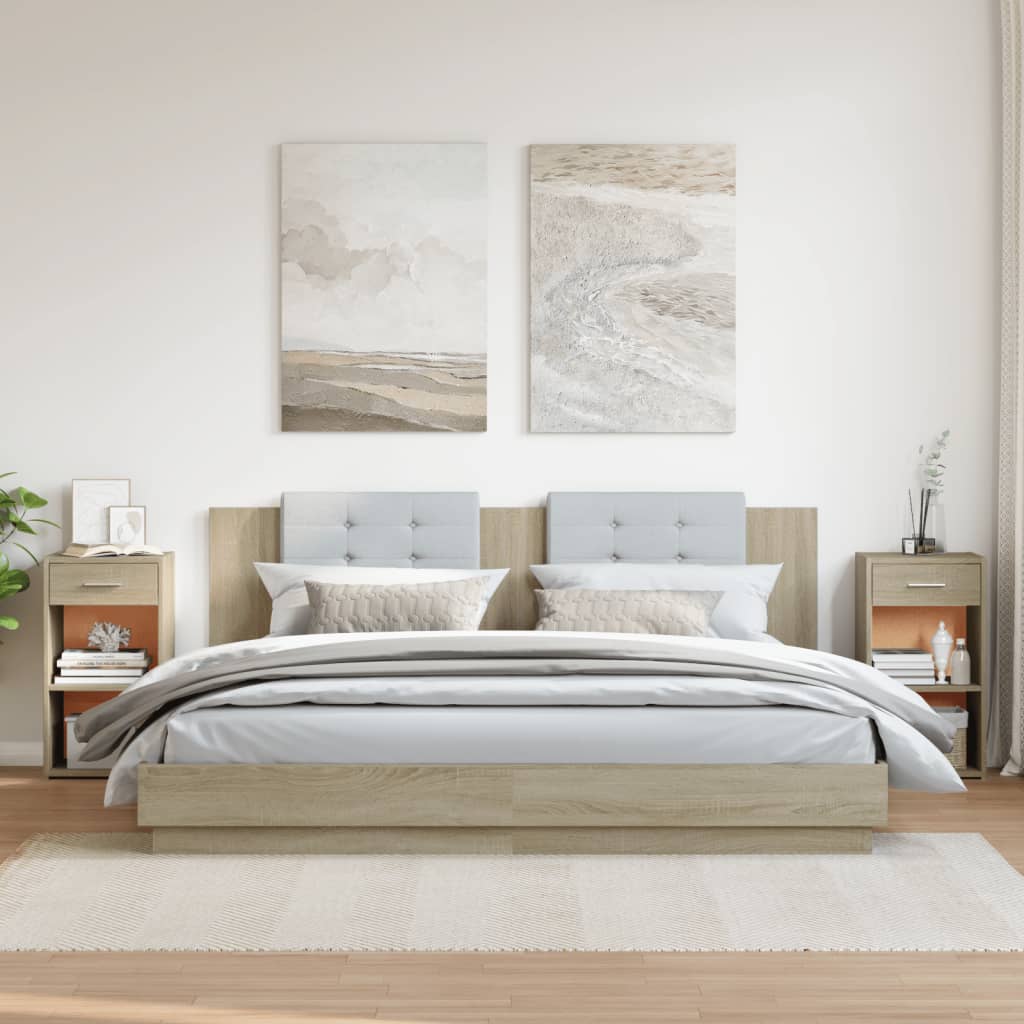 Nachtkastjes 2 st 35x34x65 cm bewerkt hout sonoma eikenkleurig