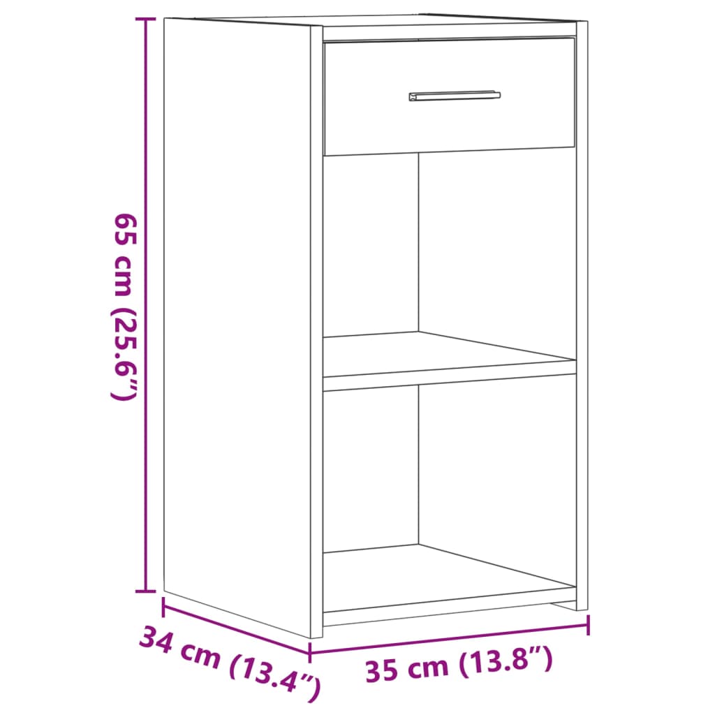 Nachtkastjes 2 st 35x34x65 cm bewerkt hout sonoma eikenkleurig