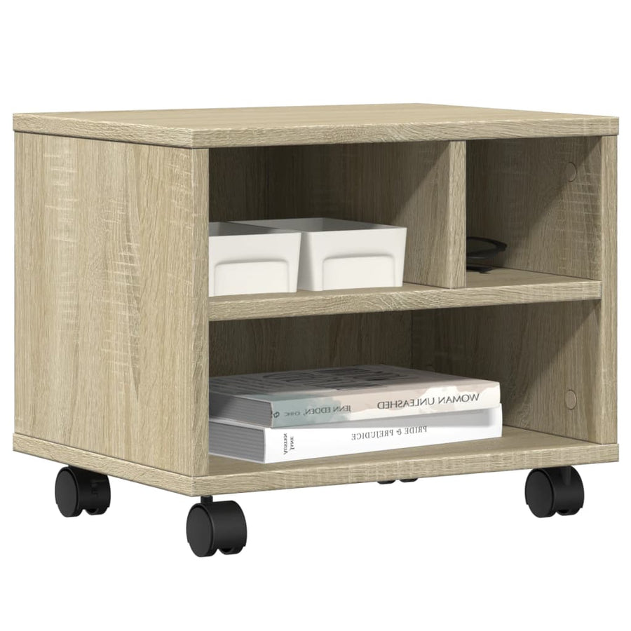 Printerkastje met wielen 41x32x34,5 cm sonoma eikenkleurig
