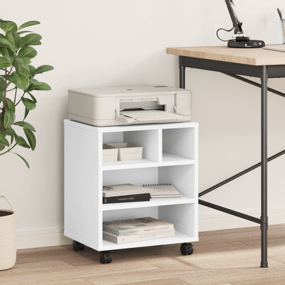 Printerkastje met wielen 41x32x48 cm wit