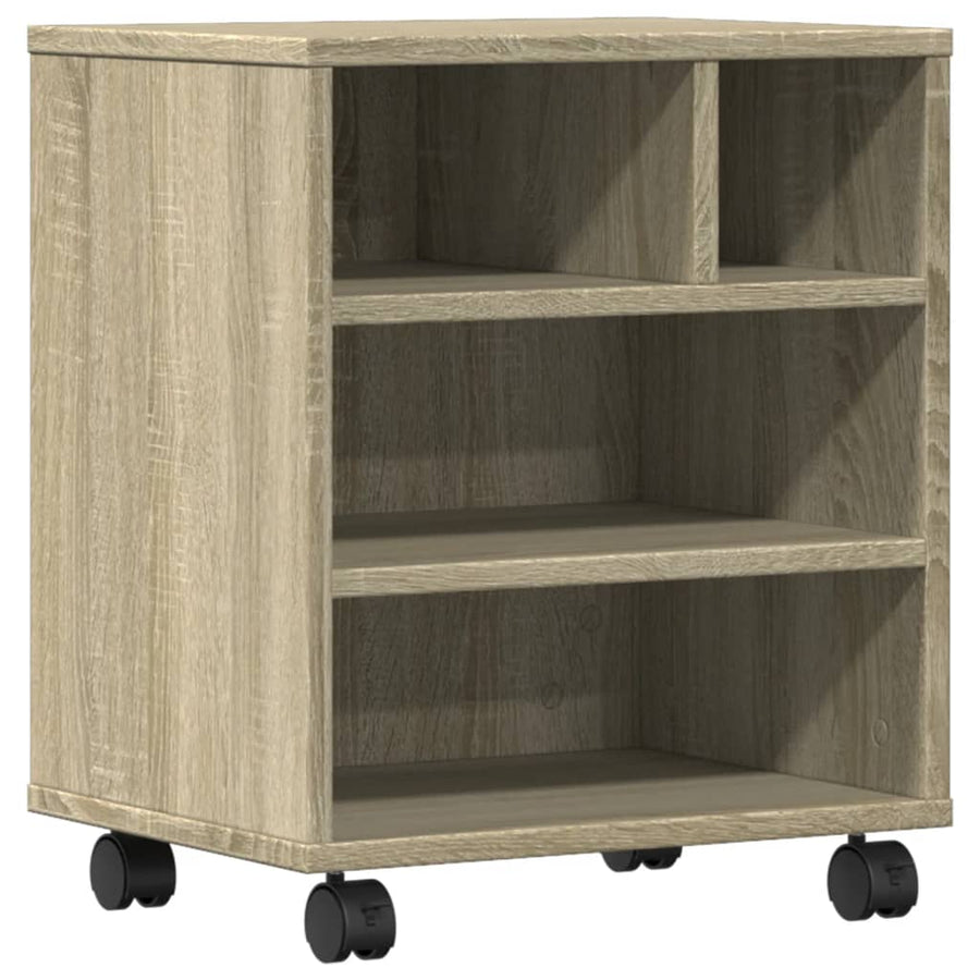 Printerkastje met wielen 41x32x48 cm sonoma eikenkleurig