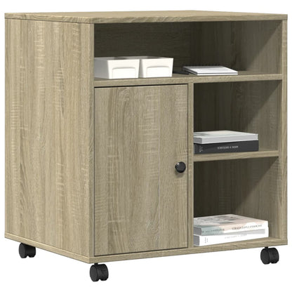 Printerkastje met wielen 60x50x67 cm sonoma eikenkleurig