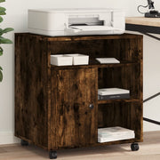 Printer cabinet with wheels 60x50x67 cm smoked oak effect
