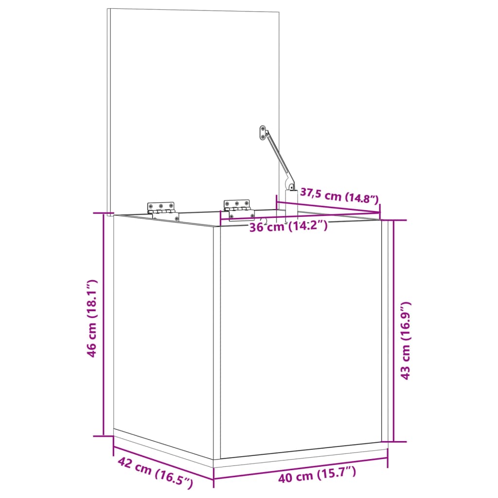 Opbergbox Bewerkt Hout 40 x 42 x 46 cm Wit