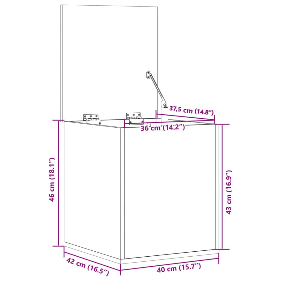 Opbergbox 40x42x46 cm bewerkt hout sonoma eikenkleurig