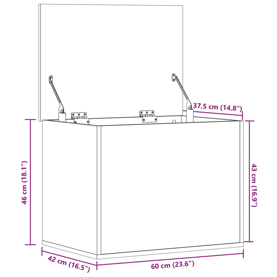 Opbergbox 60x42x46 cm bewerkt hout wit