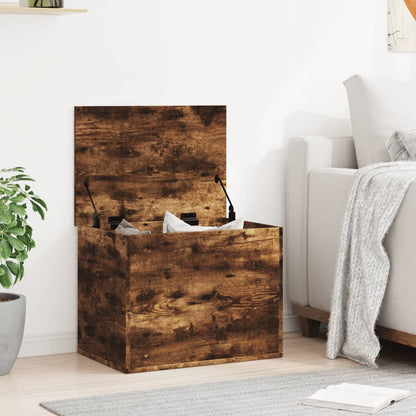 Opbergbox 60x42x46 cm bewerkt hout gerookt eikenkleurig