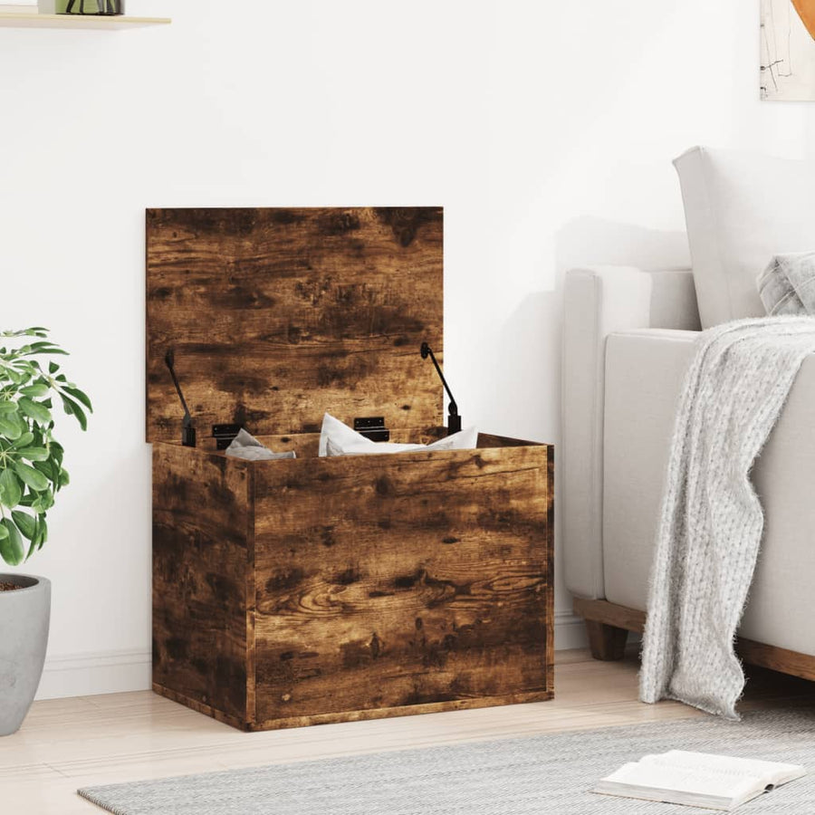 Opbergbox 60x42x46 cm bewerkt hout gerookt eikenkleurig