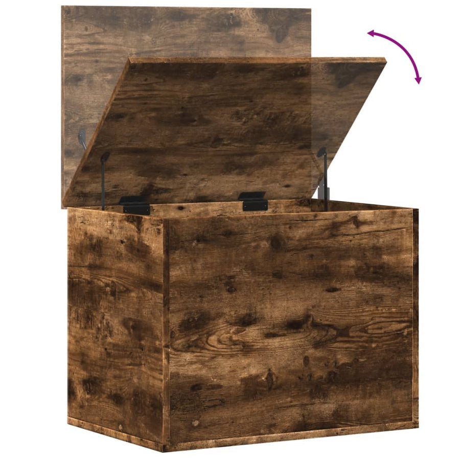 Opbergbox 60x42x46 cm bewerkt hout gerookt eikenkleurig