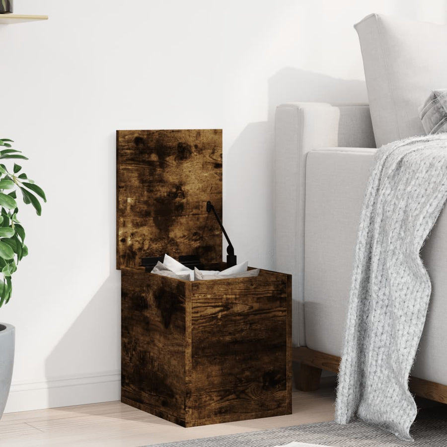 Opbergbox 30x35x35 cm bewerkt hout gerookt eikenkleurig