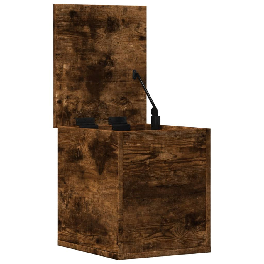 Opbergbox 30x35x35 cm bewerkt hout gerookt eikenkleurig