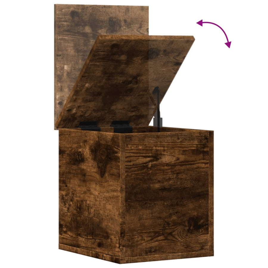 Opbergbox 30x35x35 cm bewerkt hout gerookt eikenkleurig